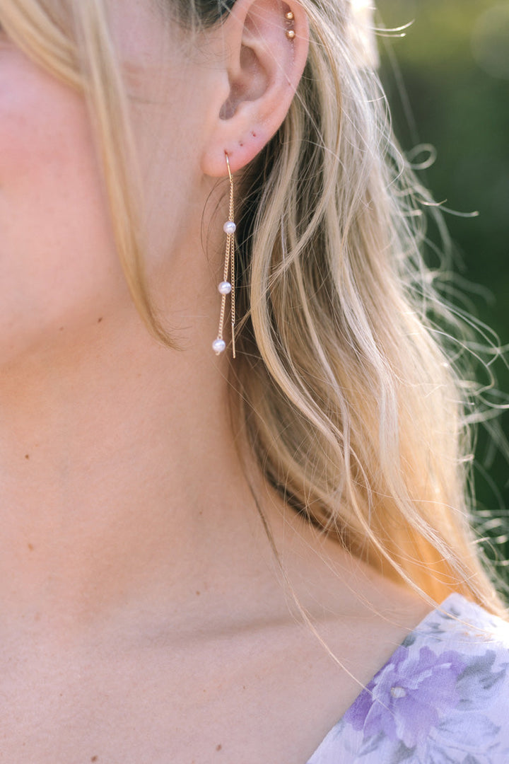 Monica Pearl Threader Earrings