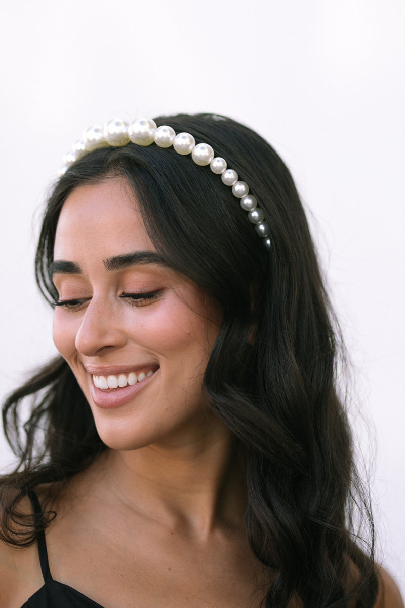 Plaid Rhinestone and Pearl Headband