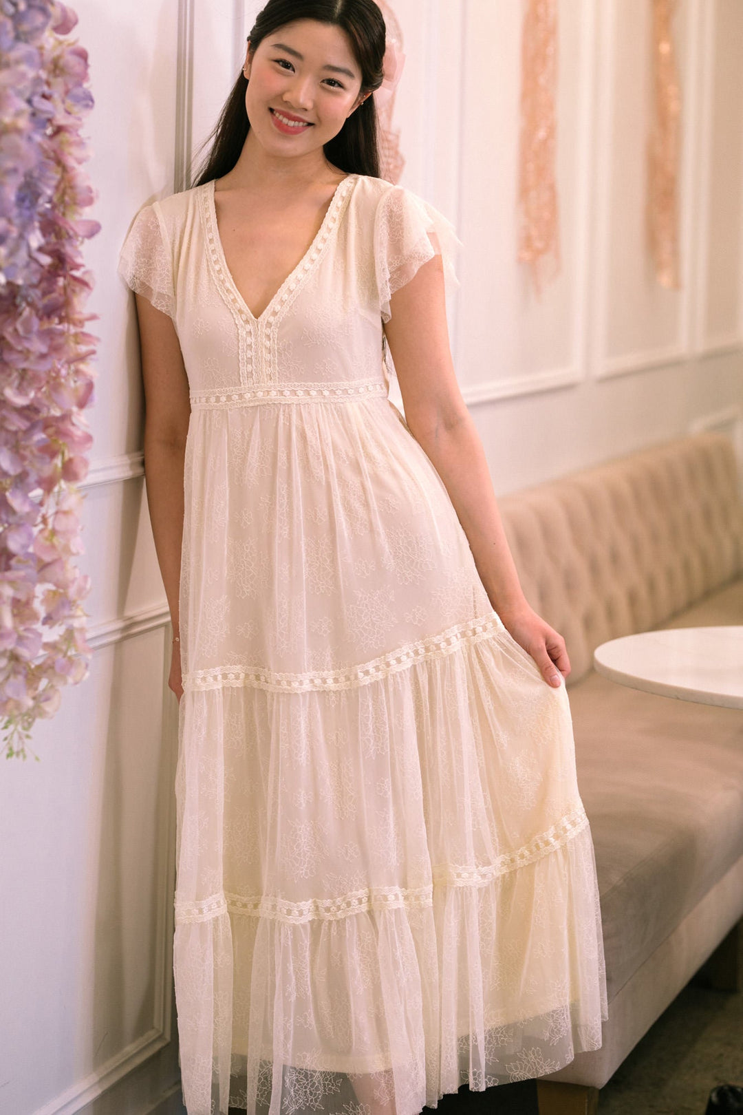 Haven Embroidered Tiered Dress