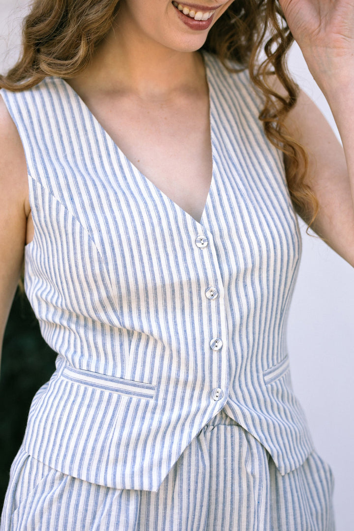 Ingrid Striped Buttoned Vest