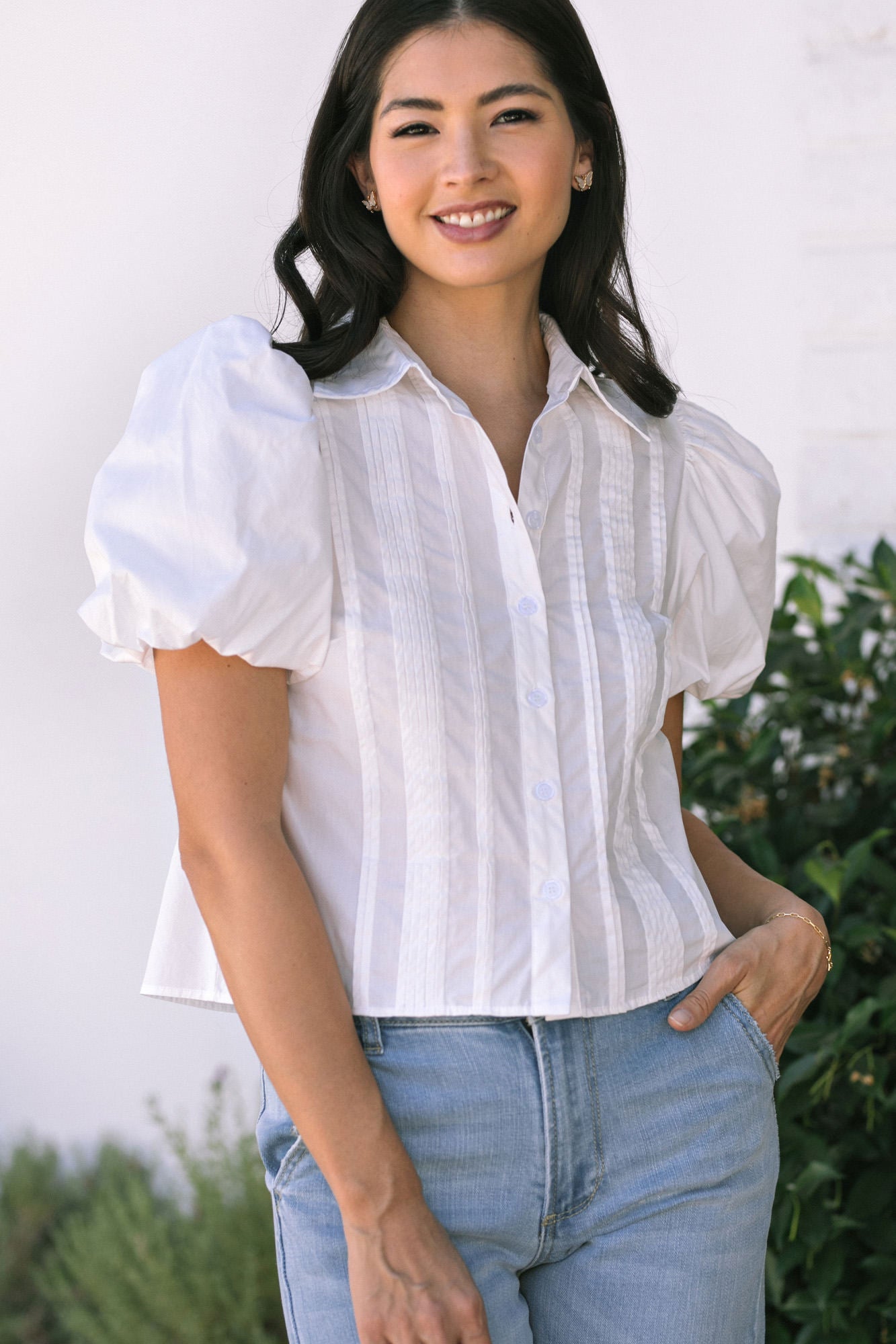 Chloe Pintuck Pleat Blouse - Morning Lavender Boutique Tops