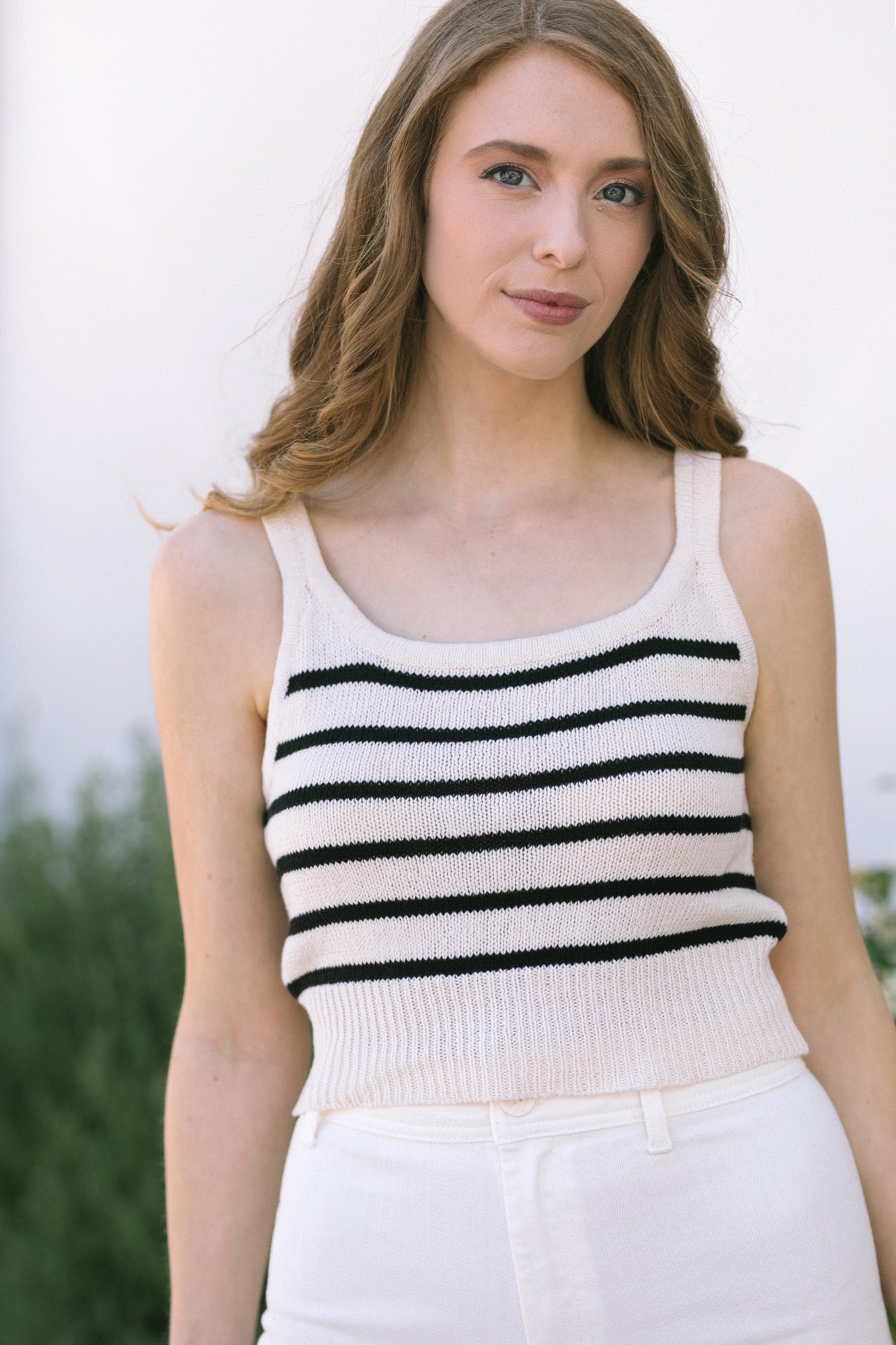 Aubrey Striped Scalloped Tank - Morning Lavender Boutique Tops