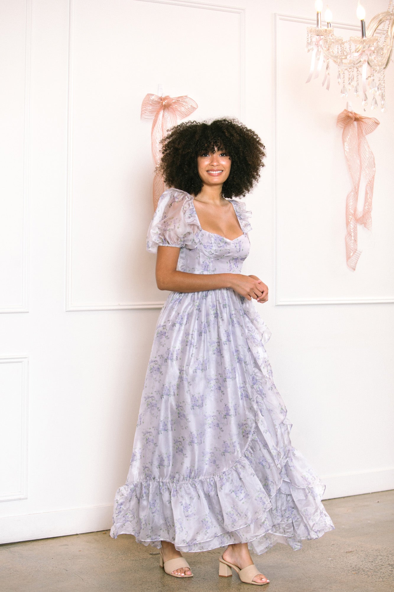 Heather Ruffled Maxi Dress - Morning Lavender Boutique Dresses Lavender Floral / 3XL by Morning Lavender Heather Ruffled Maxi Dress - Morning Lavender Boutique Dresses Lavender Floral / 3XL by Morning Lavender