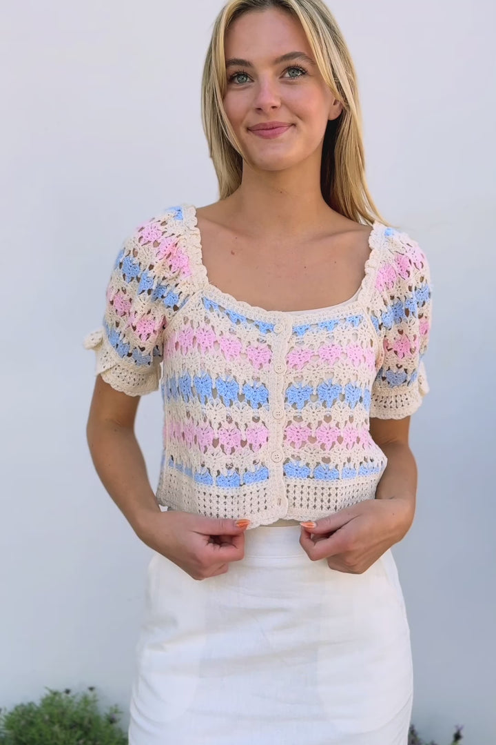 Rowena Crochet Buttoned Top