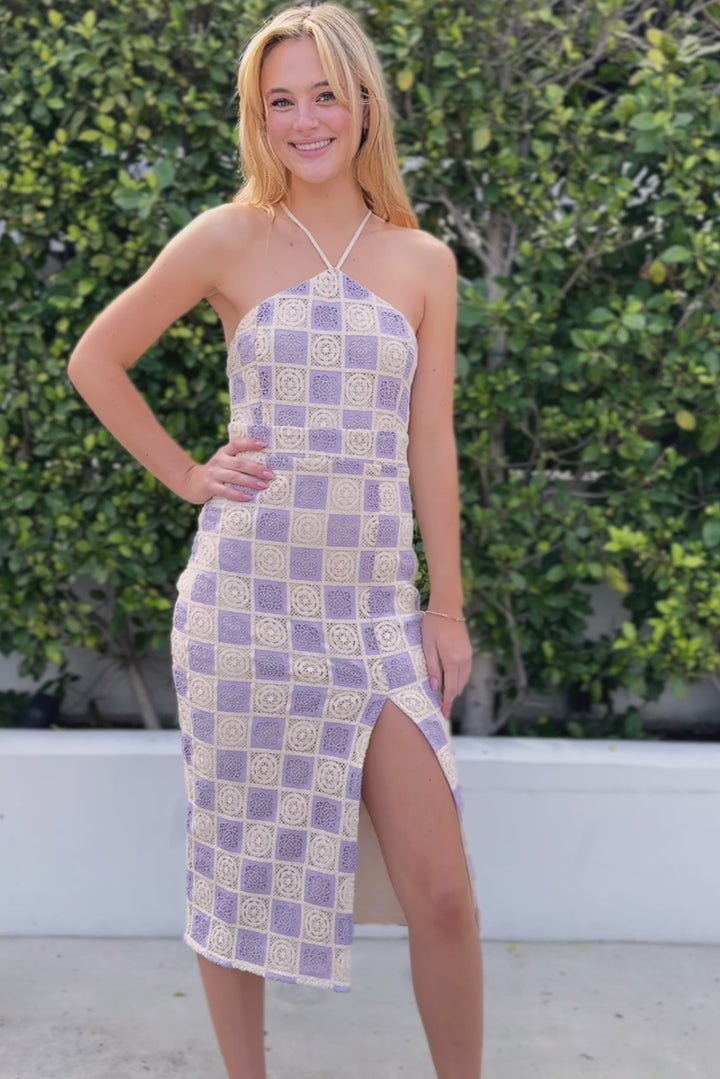 Hyacinth Checkered Halter Dress