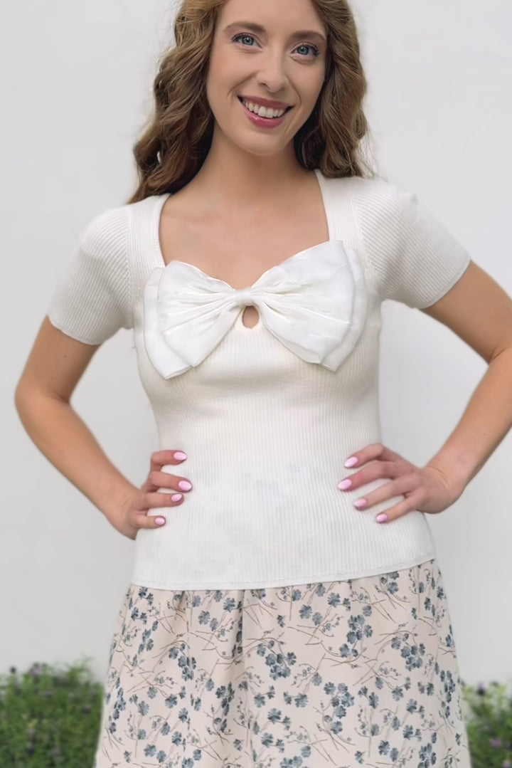 Alba Bow Knit Top