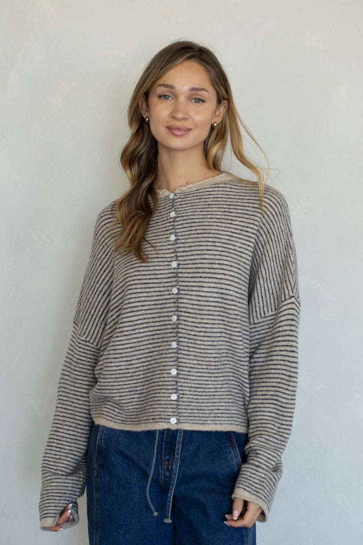 Tristen Buttoned Knit Cardigan - Morning Lavender Boutique Cardigans