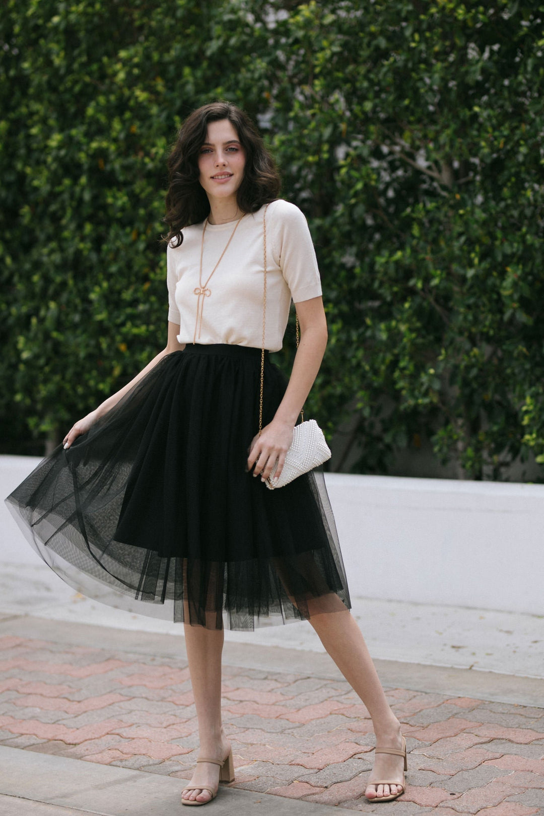 Frances Tulle Midi Skirt Skirts ee:some Black Small 