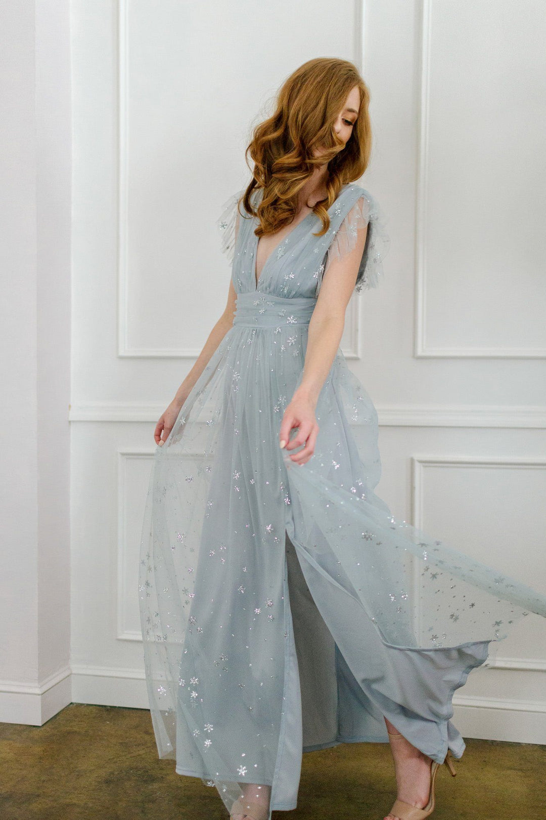 Wendy Tulle Ruffle Sleeve Maxi Dress Dresses Soieblu