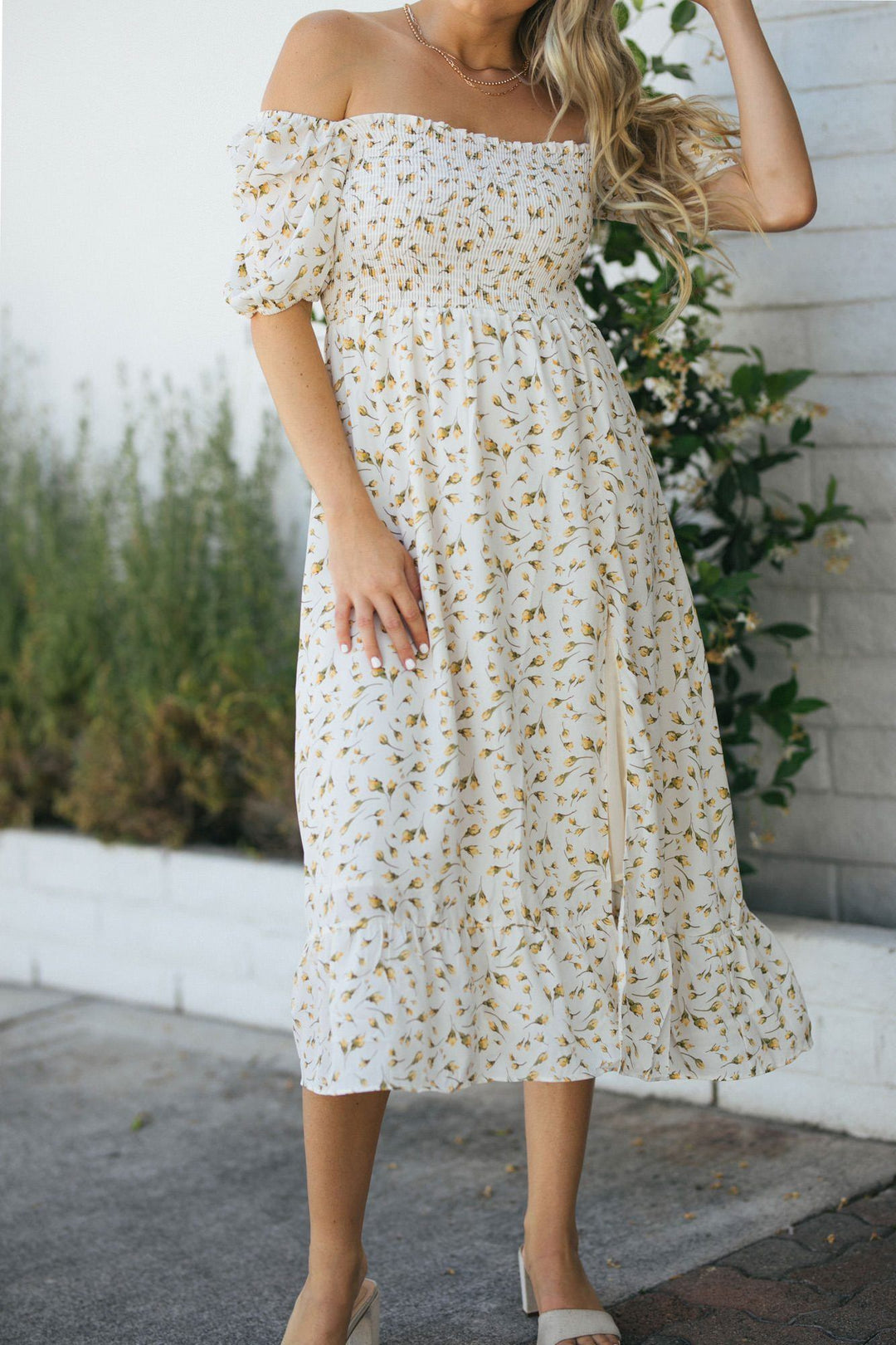 Clarissa Puff Sleeve Midi Dress Dresses Sundayup 