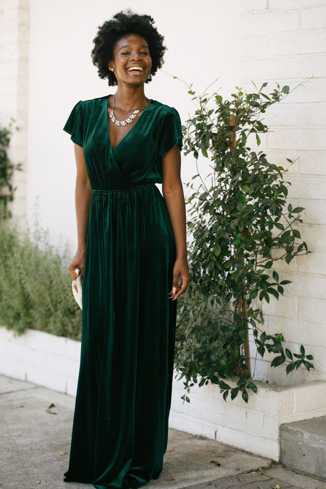 Vanessa Velvet Surplice Maxi Dress Dresses See and Be Seen Forest Green Small 