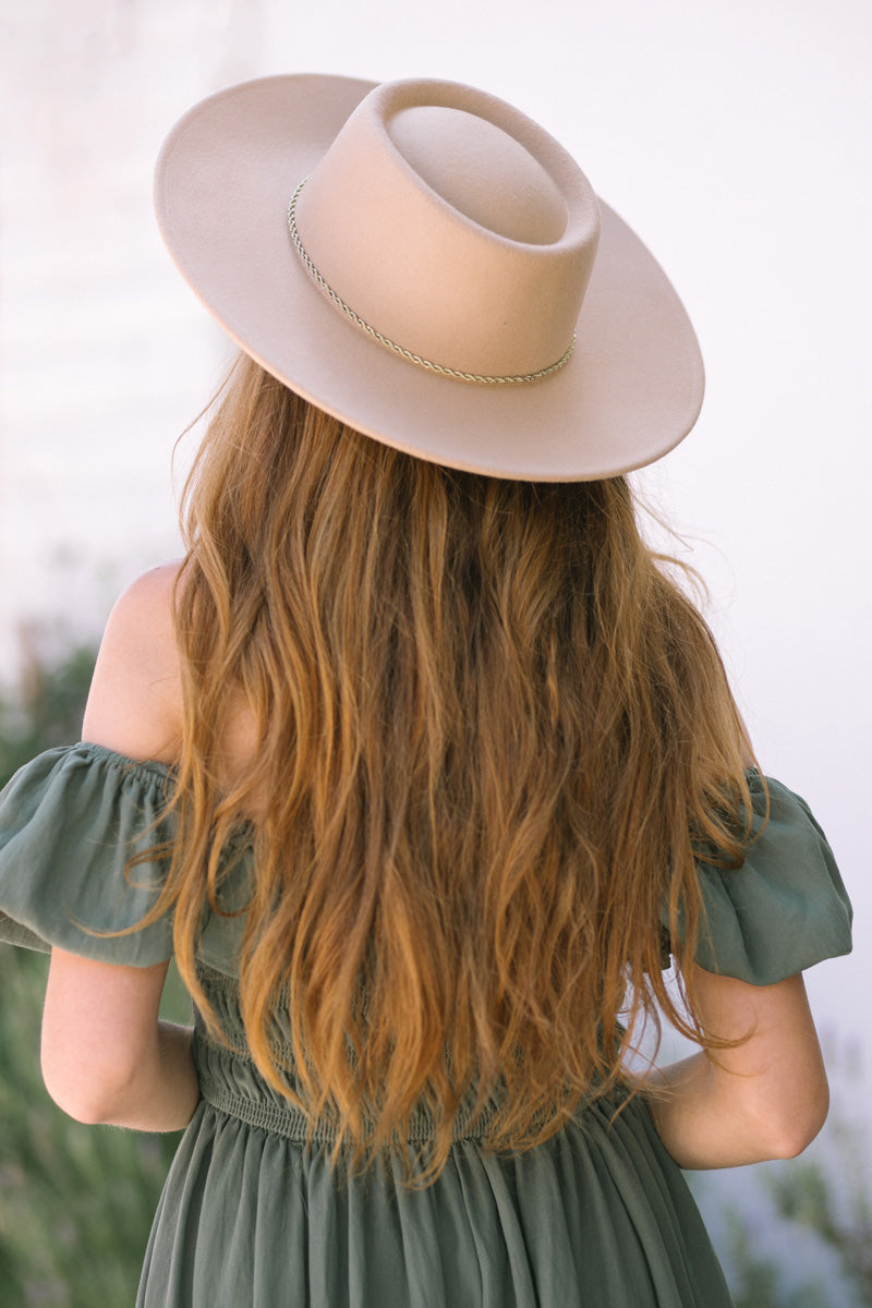 Sarah Wide Brim Hat with Twisted Chain