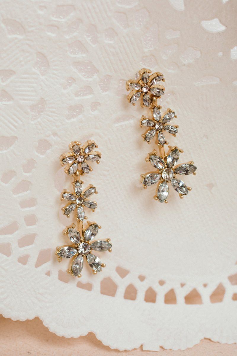 Samantha Flower Crystal Drop Earrings Earrings Fame Crystal 