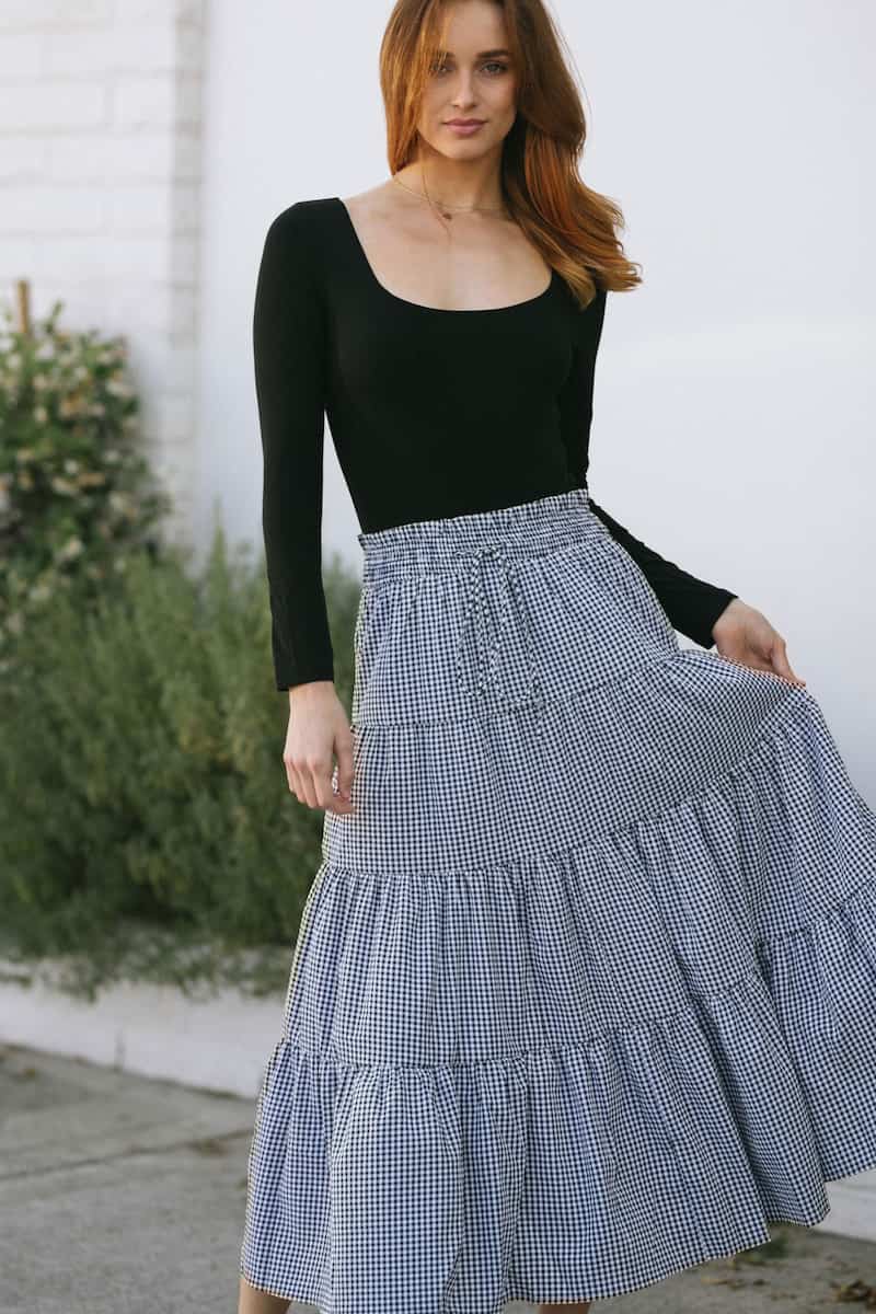How to Style a Gingham Midi Skirt 