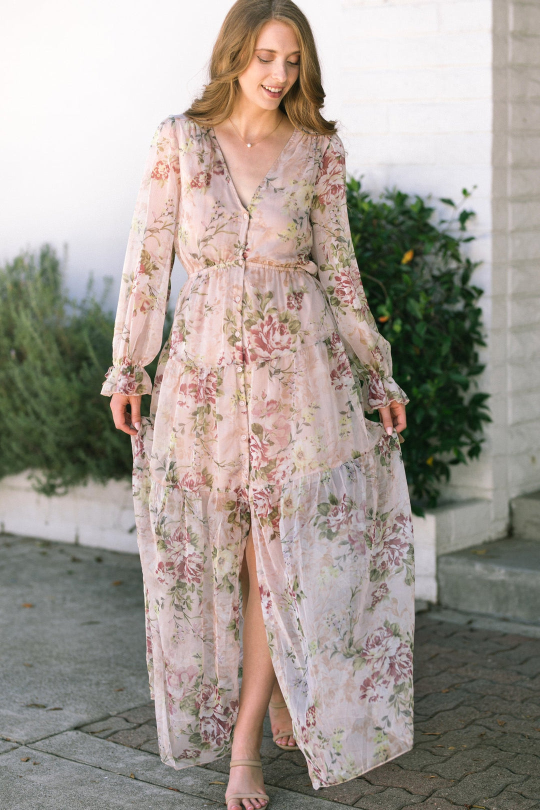 long sleeve winter wedding guest dress MEROKEETY Womens Maxi Dress, ApricotFloral, S free returns SOMEONE ASKED Q 2024 Winter Wedding Guest Dresses