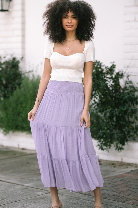 Morning Lavender Long Flowy Skirt 