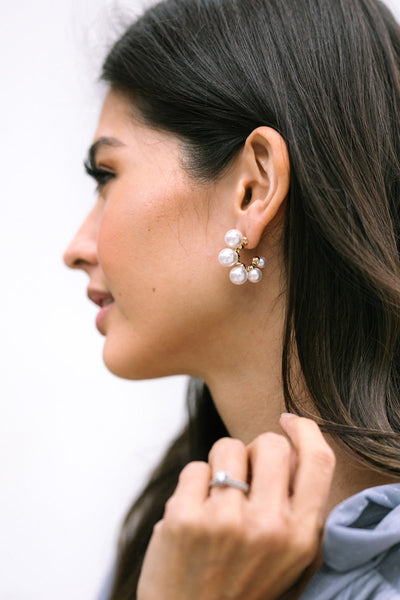 stud earrings for women girls grandmother woman fine 14k gold large pearl  drop hoop ear rings gifts - Walmart.com
