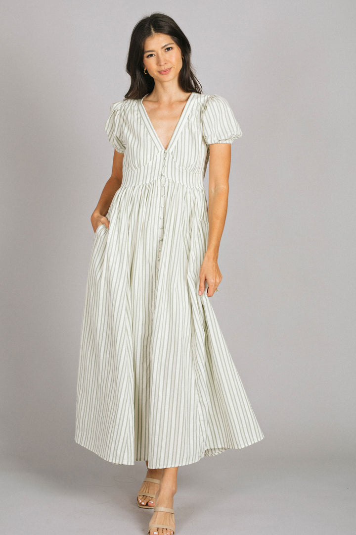 Abigail V-Neck Striped Dress