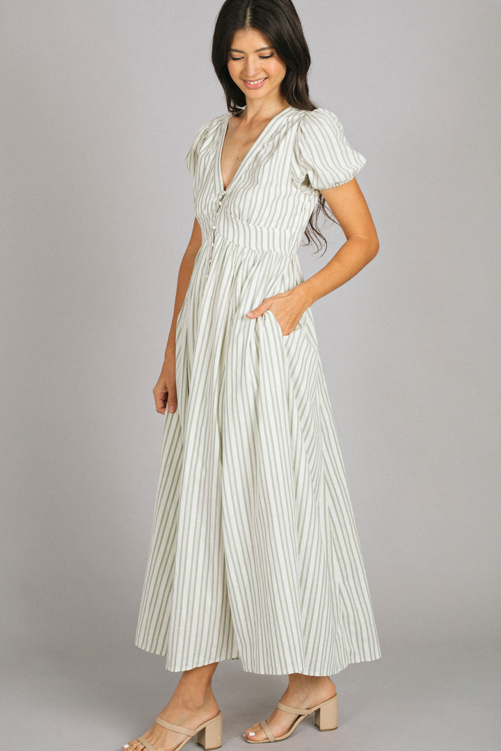 Abigail V-Neck Striped Dress