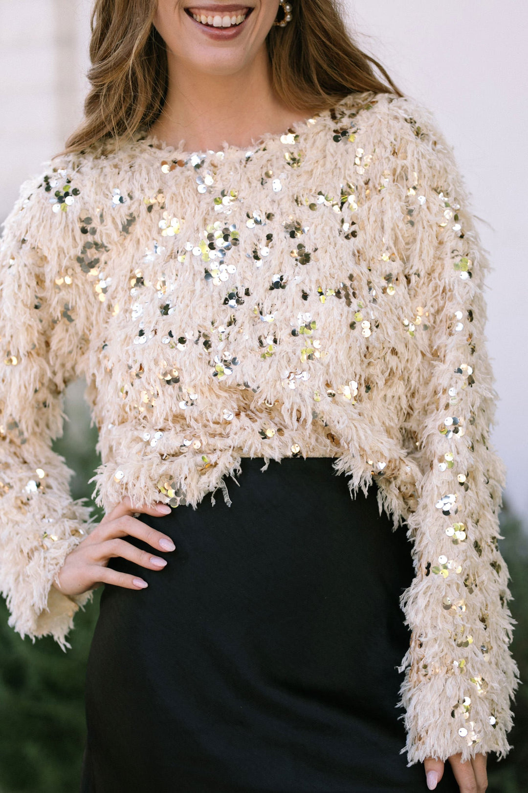 Aja Feather Sequin Blouse