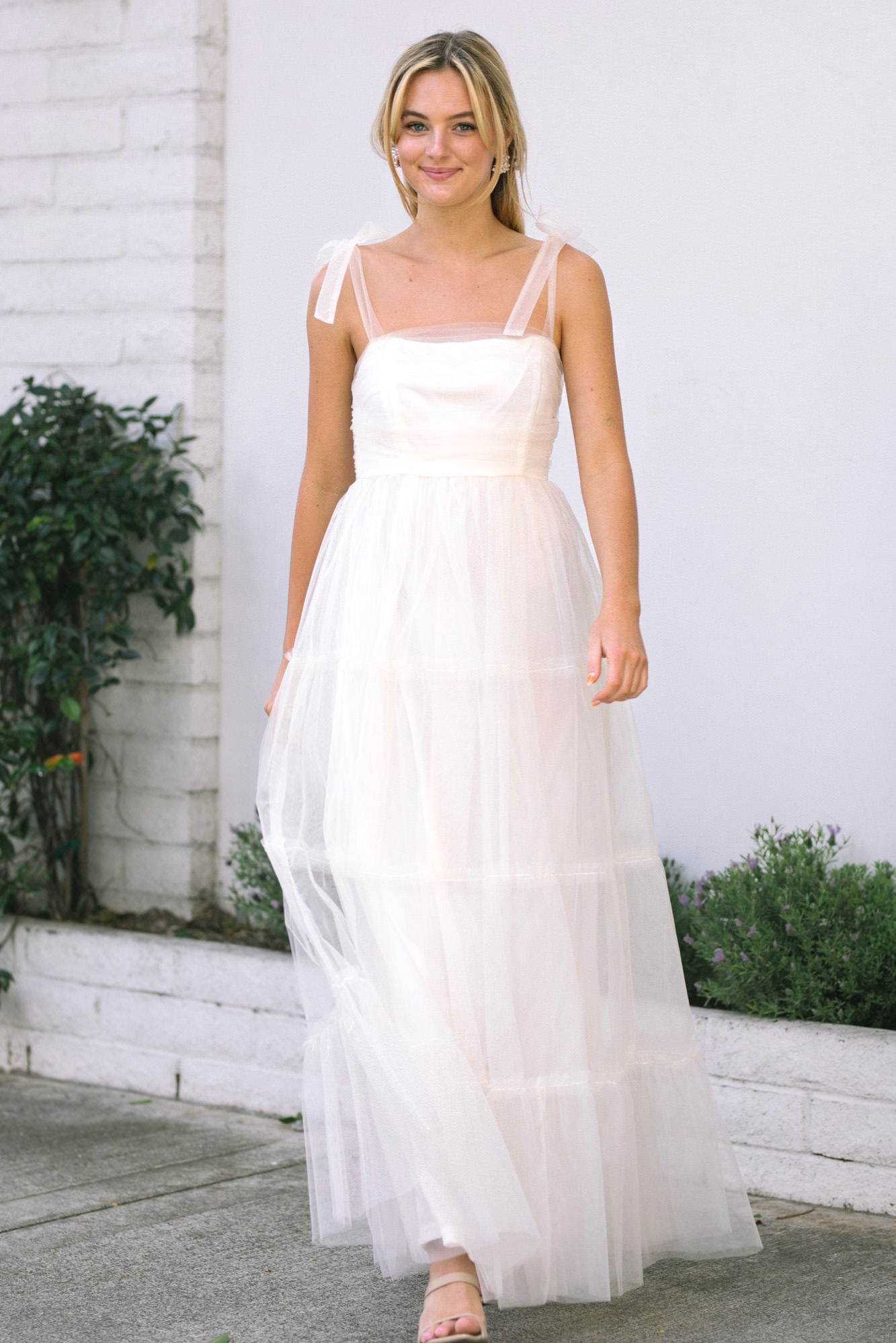 White Tulle Maxi Dress