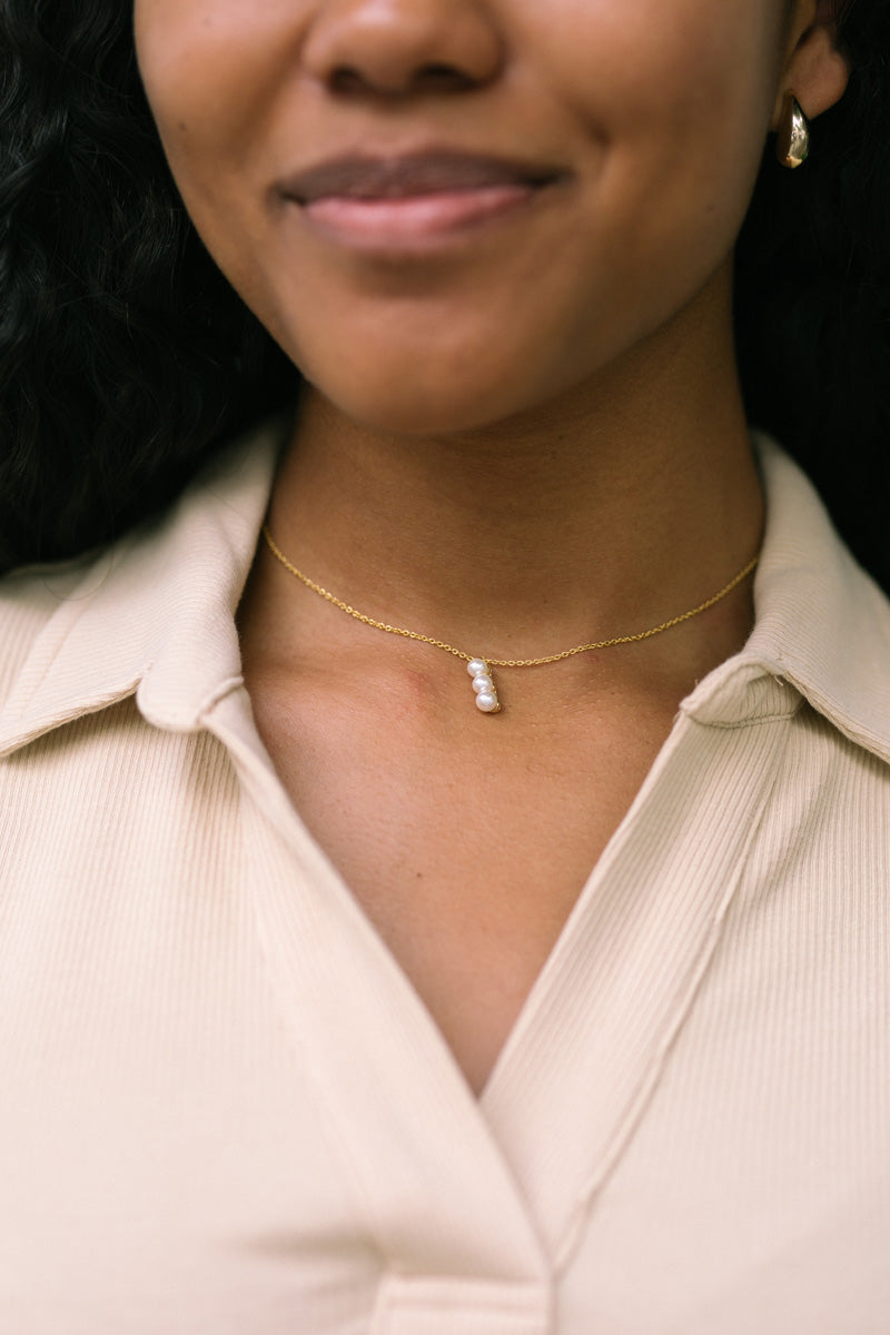 Ava Pearl Triple Drop Necklace