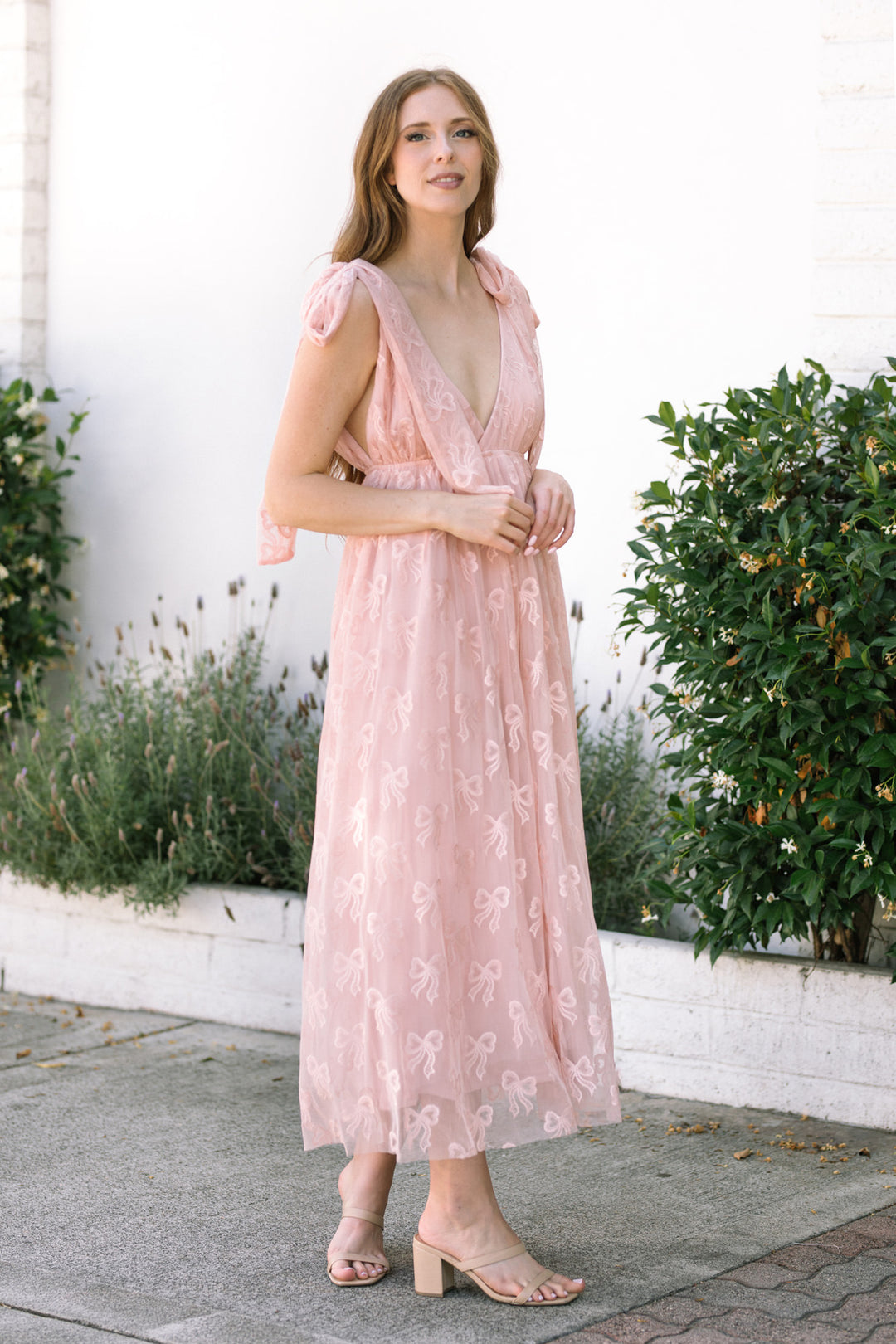 Rosalie Tie Shoulder Bow Dress - Morning Lavender Boutique Dresses Pink / Small by Morning Lavender Rosalie Tie Shoulder Bow Dress - Morning Lavender Boutique Dresses Pink / Small by Morning Lavender