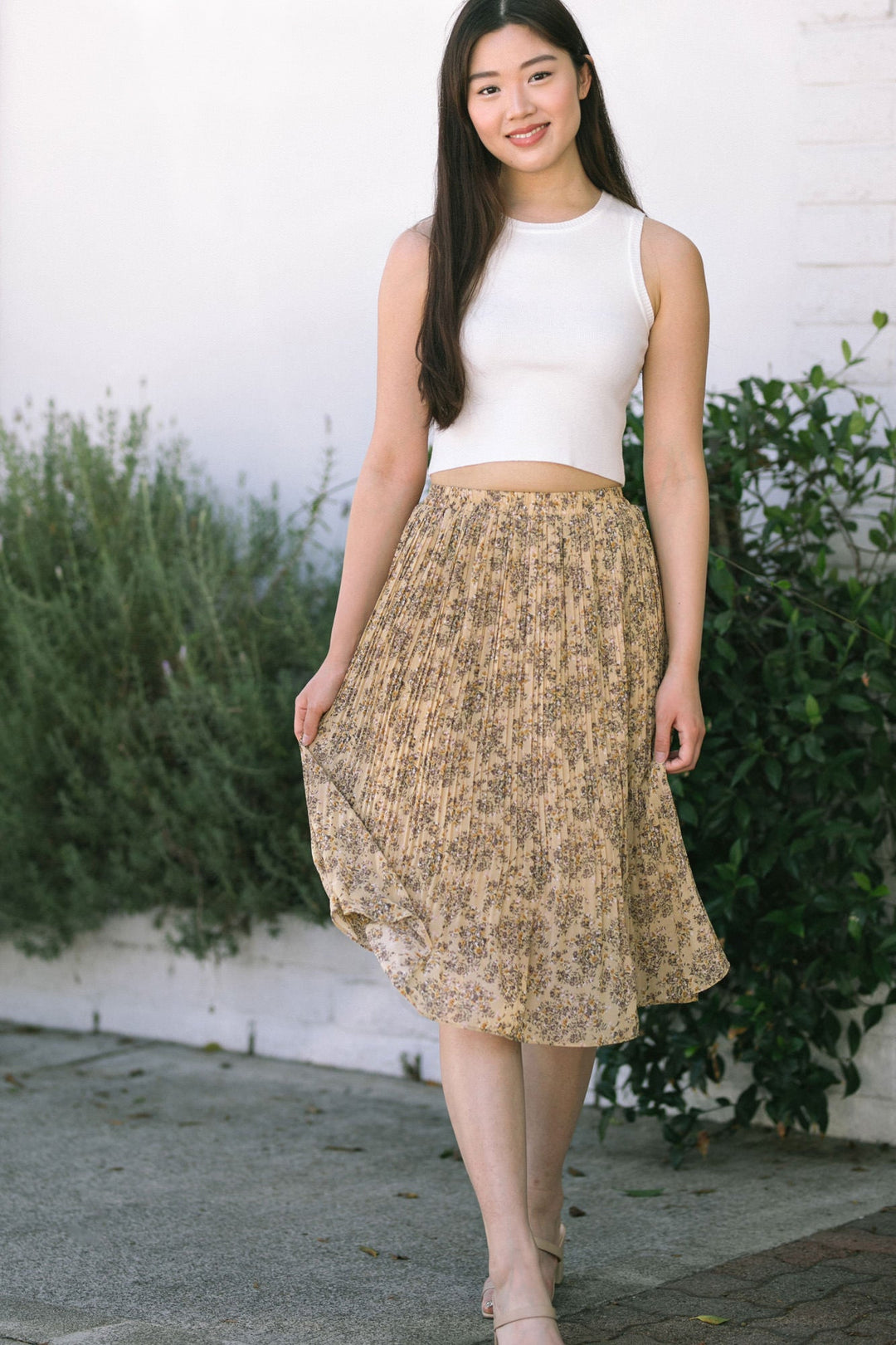 Allegra Pleated Midi Skirt