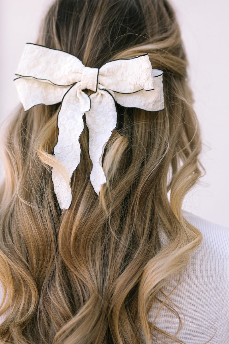 Tammy Embossed Flower Bow Hair Clip