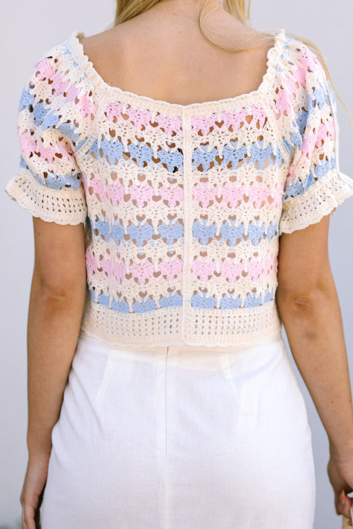 Rowena Crochet Buttoned Top