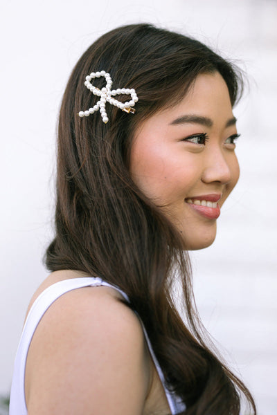 ASOS DESIGN + Pearl Bow Hair Clip