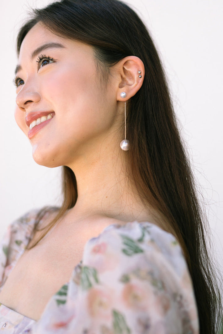 Sofia Pearl Dangle Chain Earrings