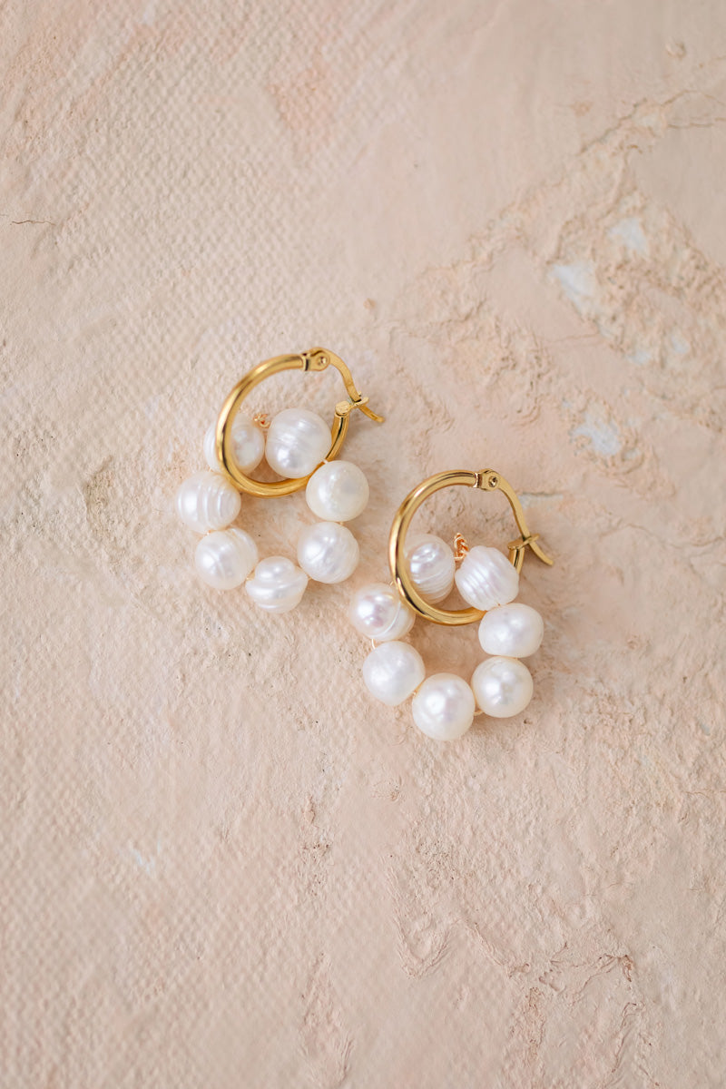 Reese Pearl Dangle Hoop Earrings