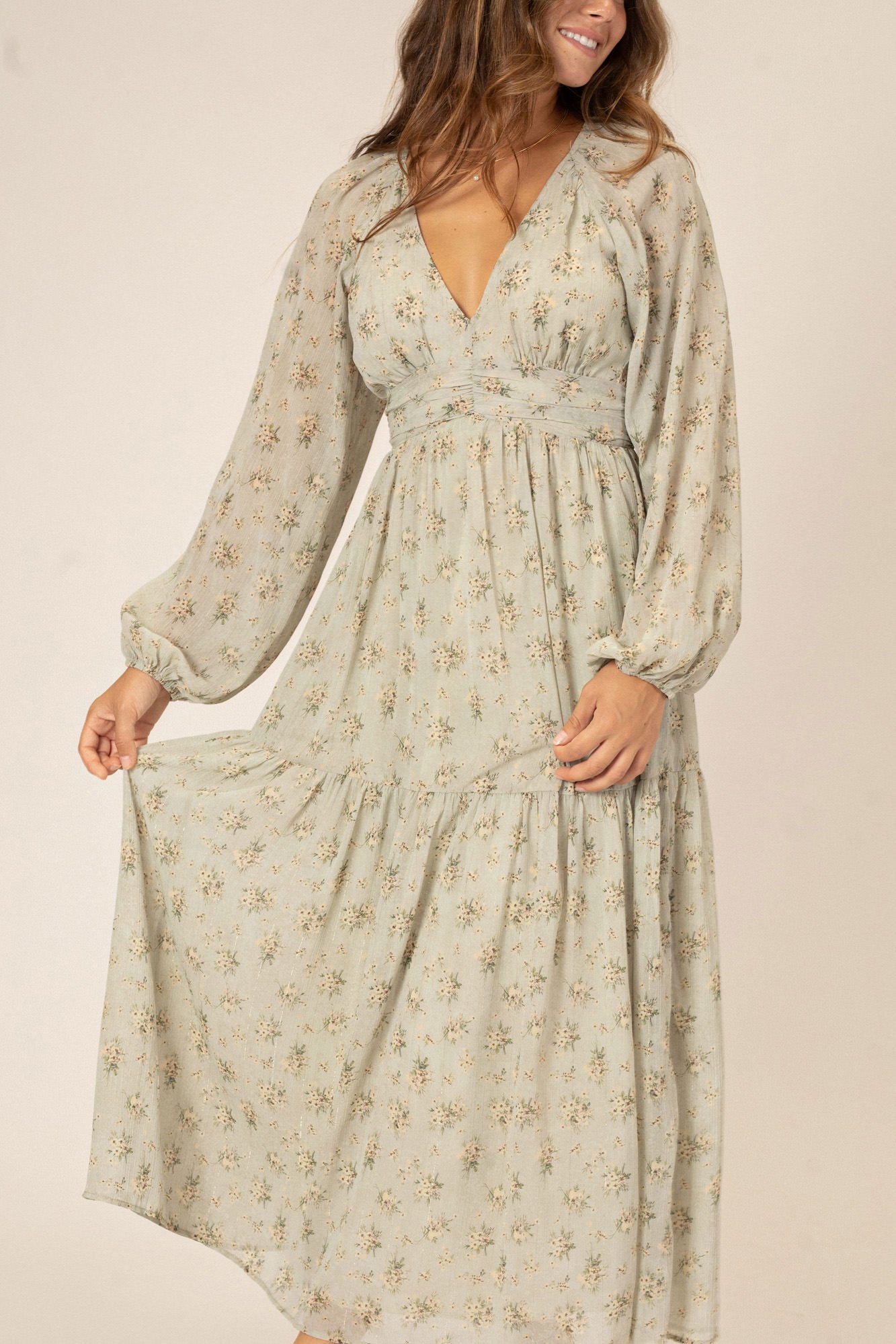 white christmas dresses Provence Bloom Tiered Midi Dress Floral Yellow