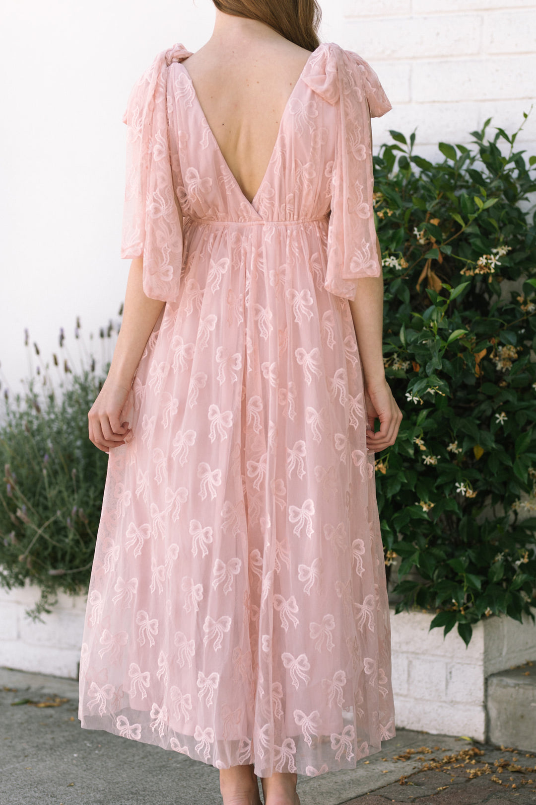 Rosalie Tie Shoulder Bow Dress - Morning Lavender Boutique Dresses Rosalie Tie Shoulder Bow Dress - Morning Lavender Boutique Dresses