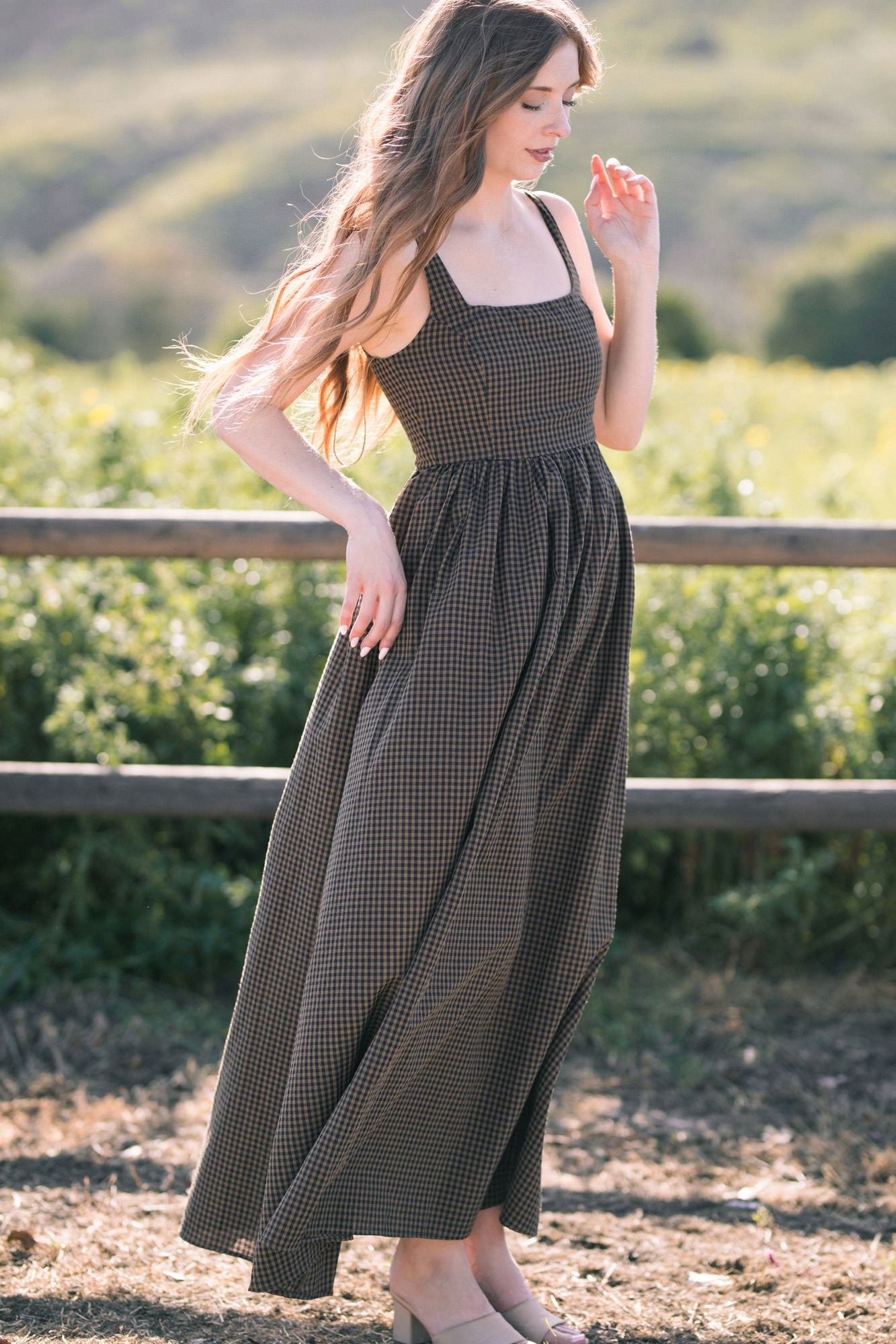 Audrey Gingham Maxi Dress - Morning Lavender Boutique Dresses