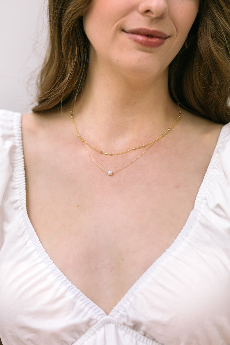 Ophelia Single Pearl Layered Necklace