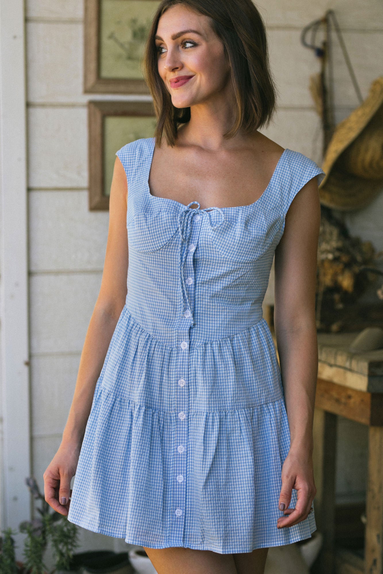 Gingham cocktail dress fashion