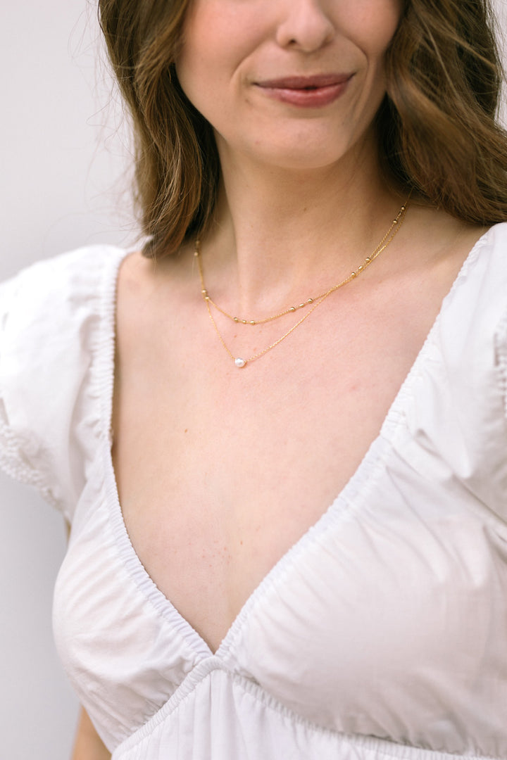 Ophelia Single Pearl Layered Necklace