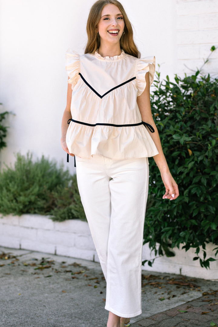 Bernadette Contrast Ruffled Top