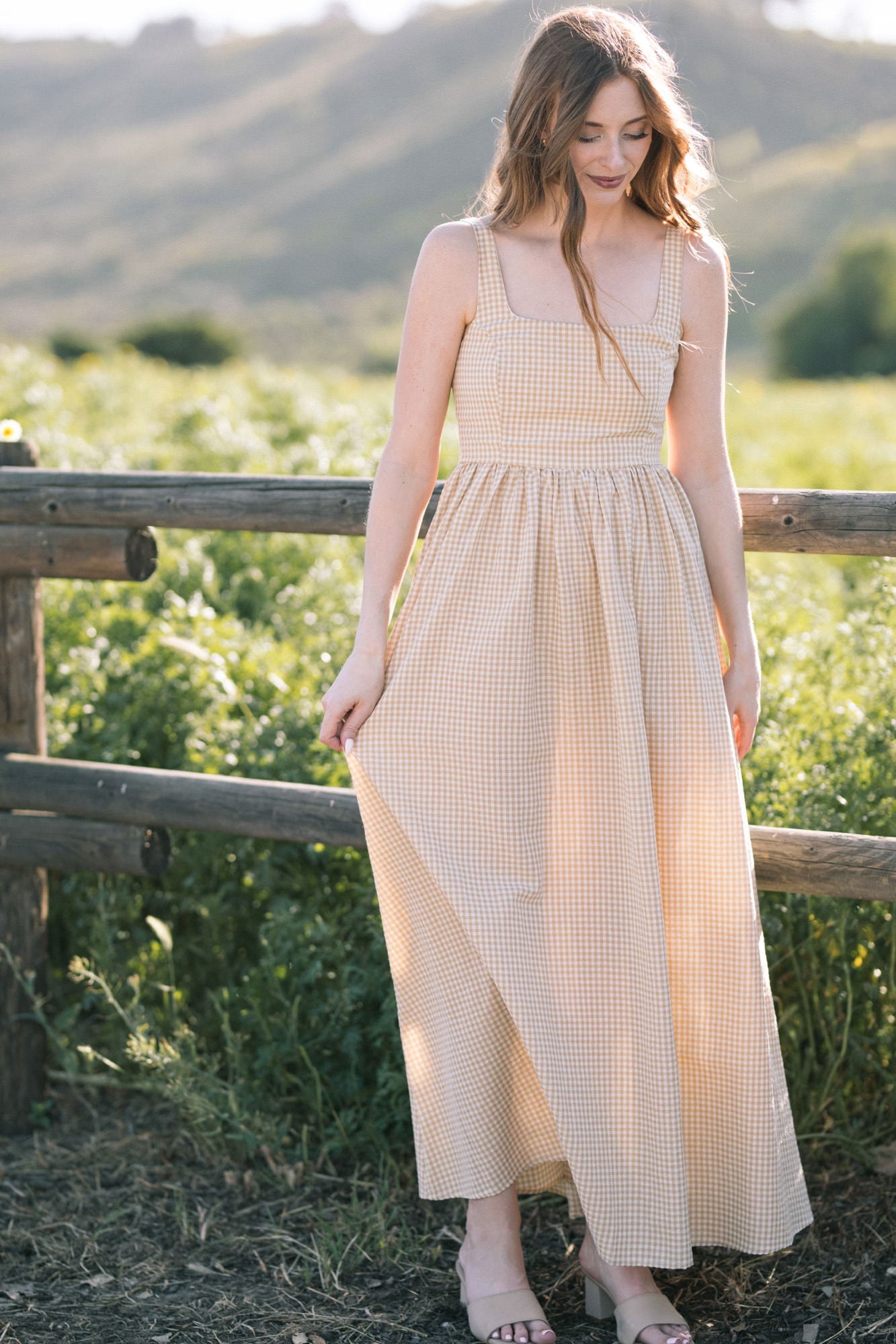Audrey Gingham Maxi Dress - Morning Lavender Boutique Dresses