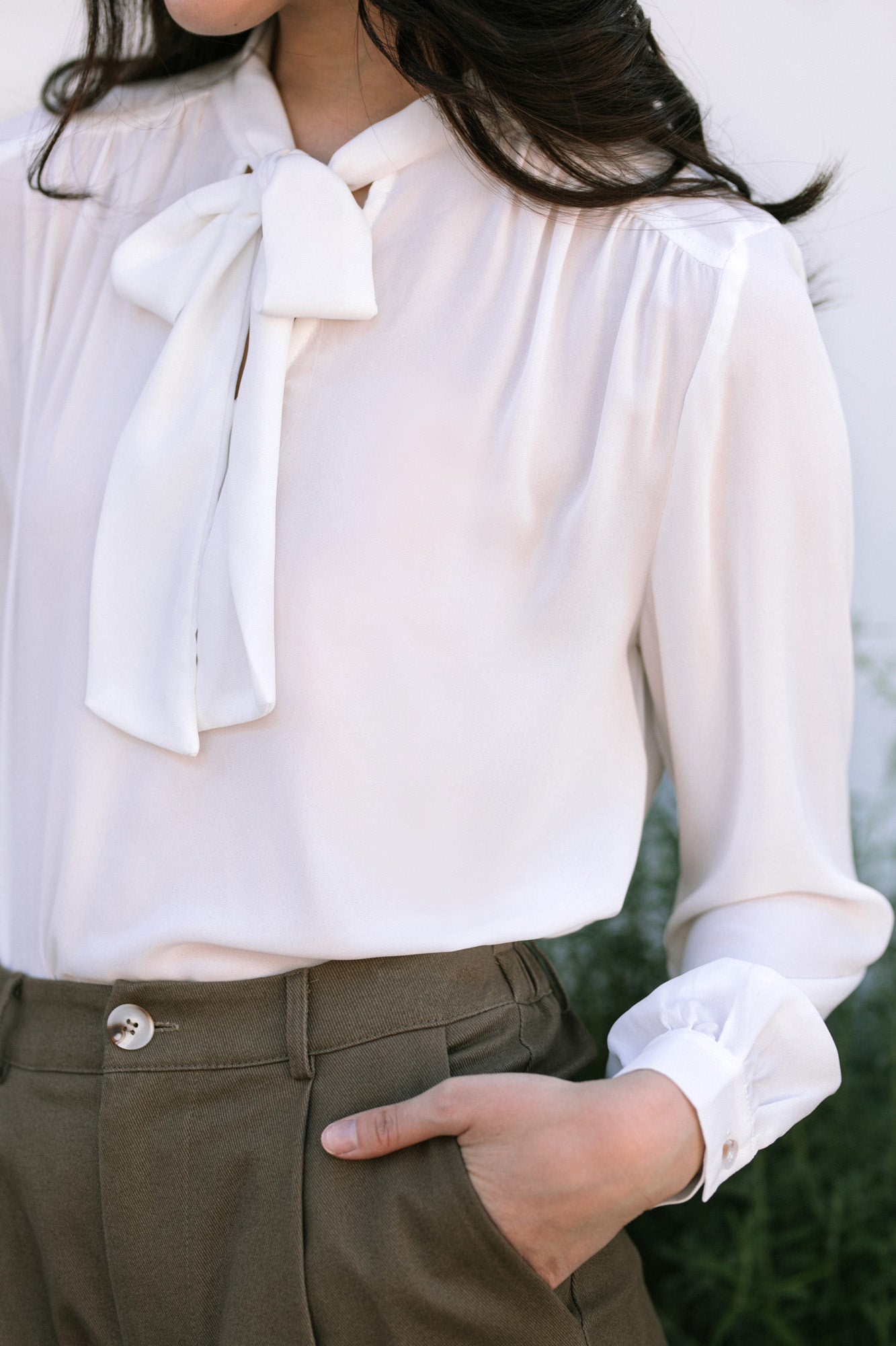 Brianna Bow Tie Blouse - Morning Lavender Boutique Tops