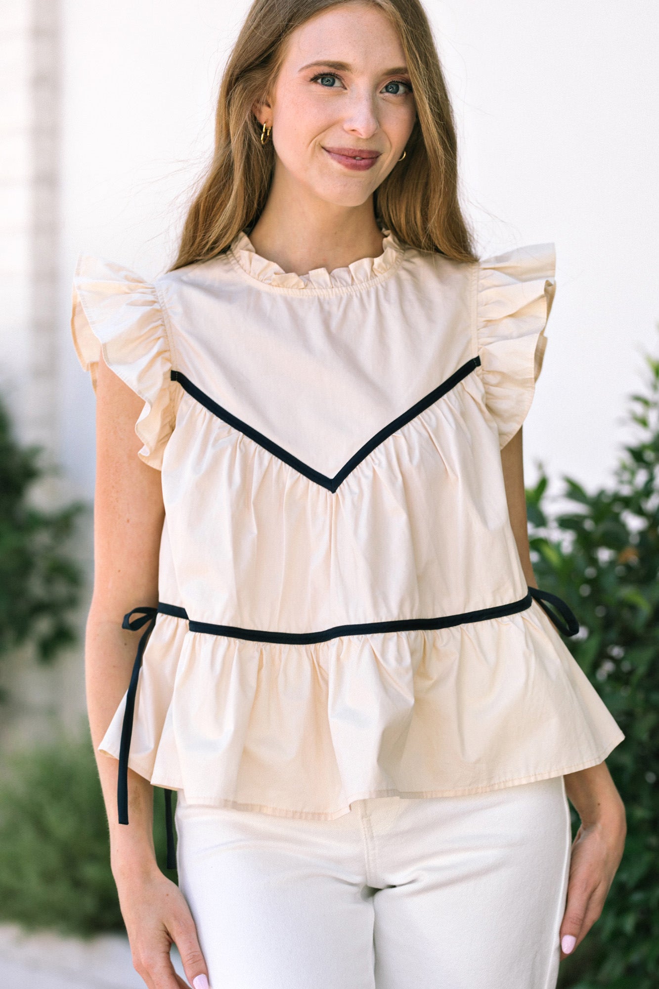 Bernadette Contrast Ruffled Top