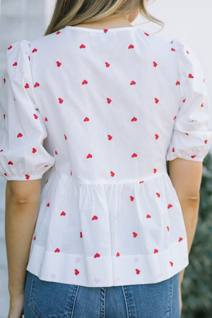 Idina Heart Puff Sleeve Top