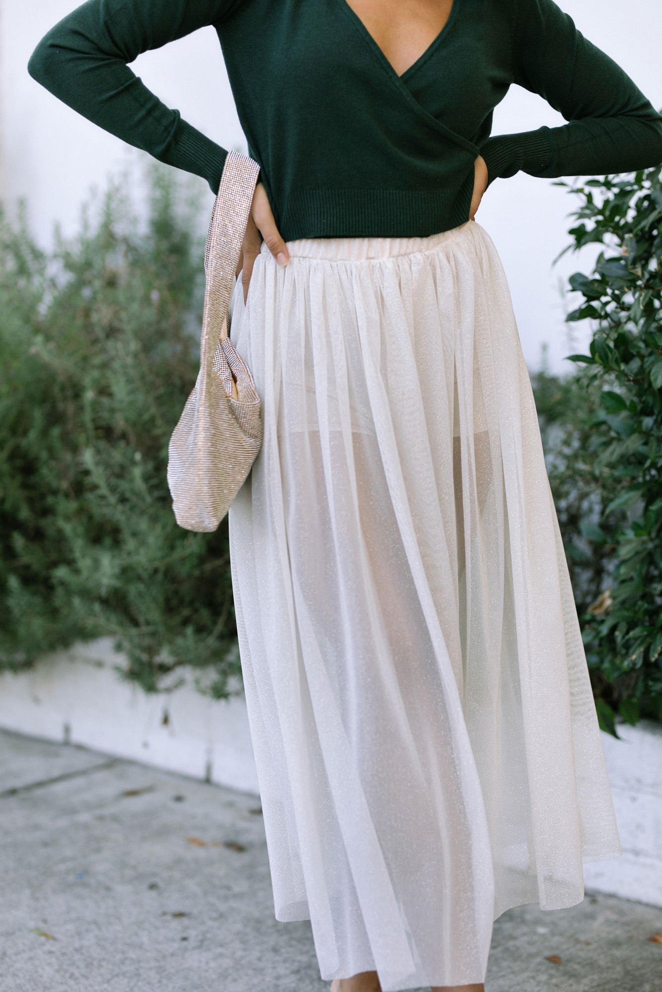 Glitter white cheap skirt