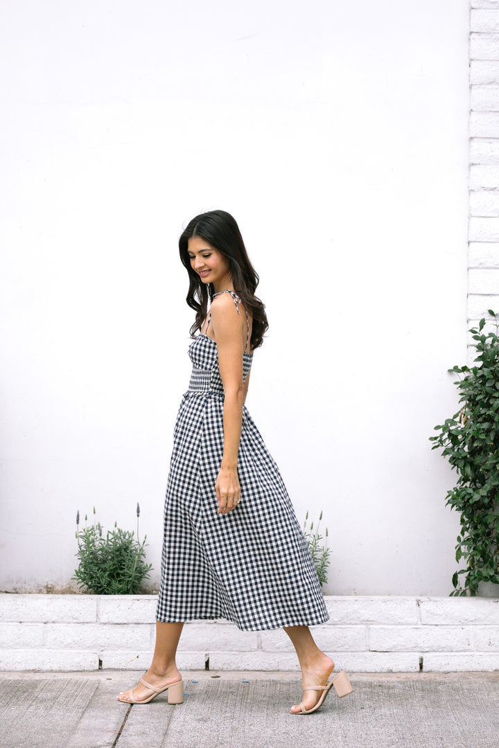 Janice Gingham Midi Dress