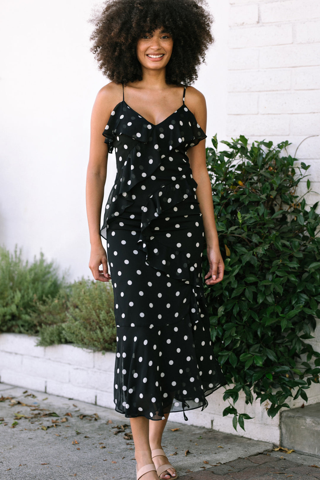 Dominique Dotted Ruffled Dress