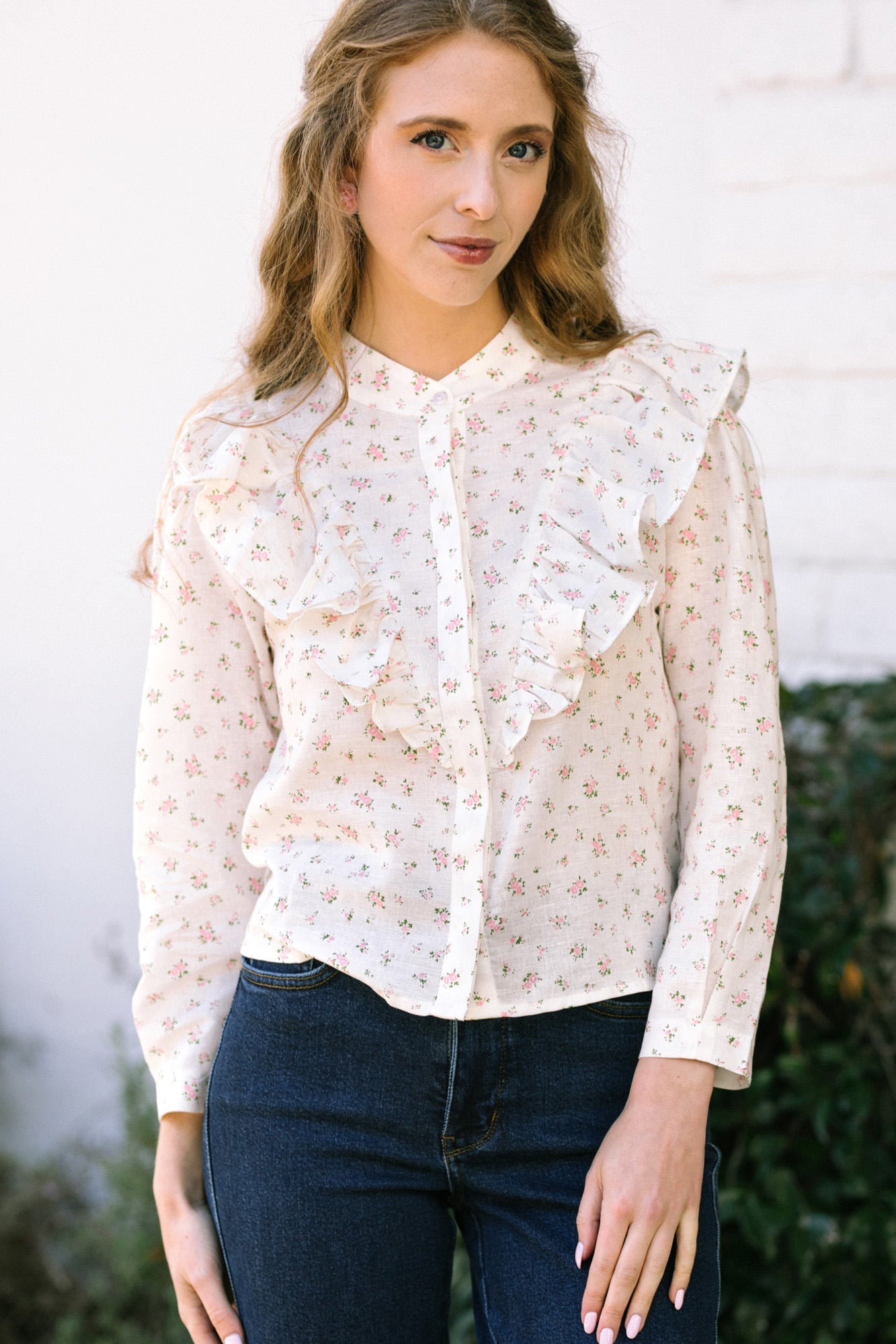 Cora Buttoned Ruffled Blouse