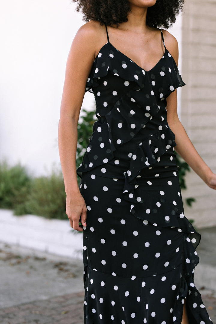 Dominique Dotted Ruffled Dress