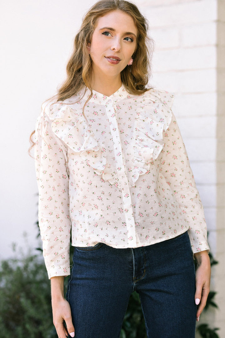 Cora Buttoned Ruffled Blouse